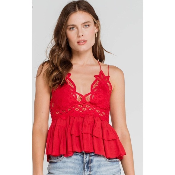 NWT Free People‎ Adella Cami in Cherry Red Size XS - Picture 2 of 8